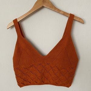 Free People Rust Crochet Crop Top - Size Large